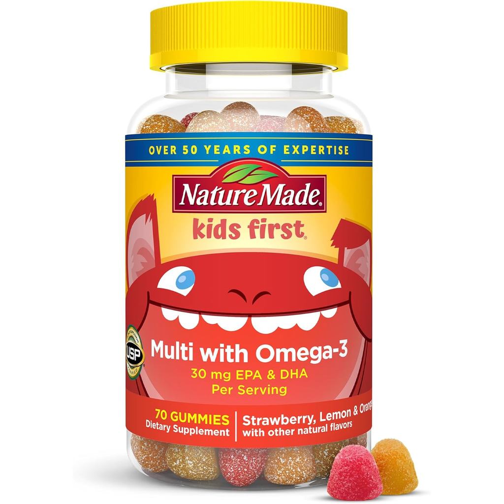 Nature Made Kids First Multivitamin with Omega-3, Kids Gummy Multivitamins with Vitamins and Mineral
