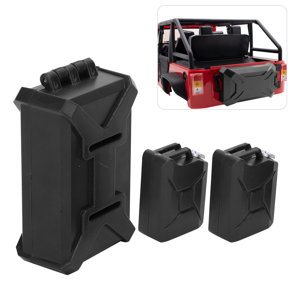 1/10 มินิจําลองรถบรรทุกกล่องเครื่องมือถังน้ํามันเชื้อเพลิงสําหรับ Wrangler Jeep RC จําลอง CarBlack