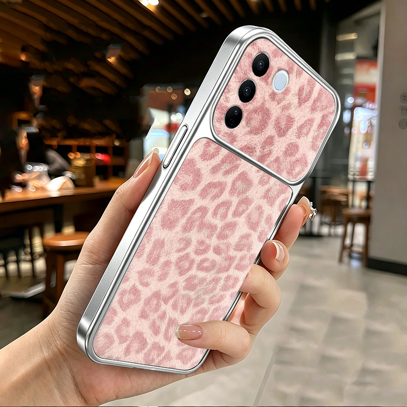 สําหรับ VIVO V27 5G V27E Y100 5G โทรศัพท์กรณี Softcase ซิลิโคนกันกระแทกออกแบบใหม่ความงามน่ารักสีชมพูเสือดาวพิมพ์สําหรับสาว DSCBW1