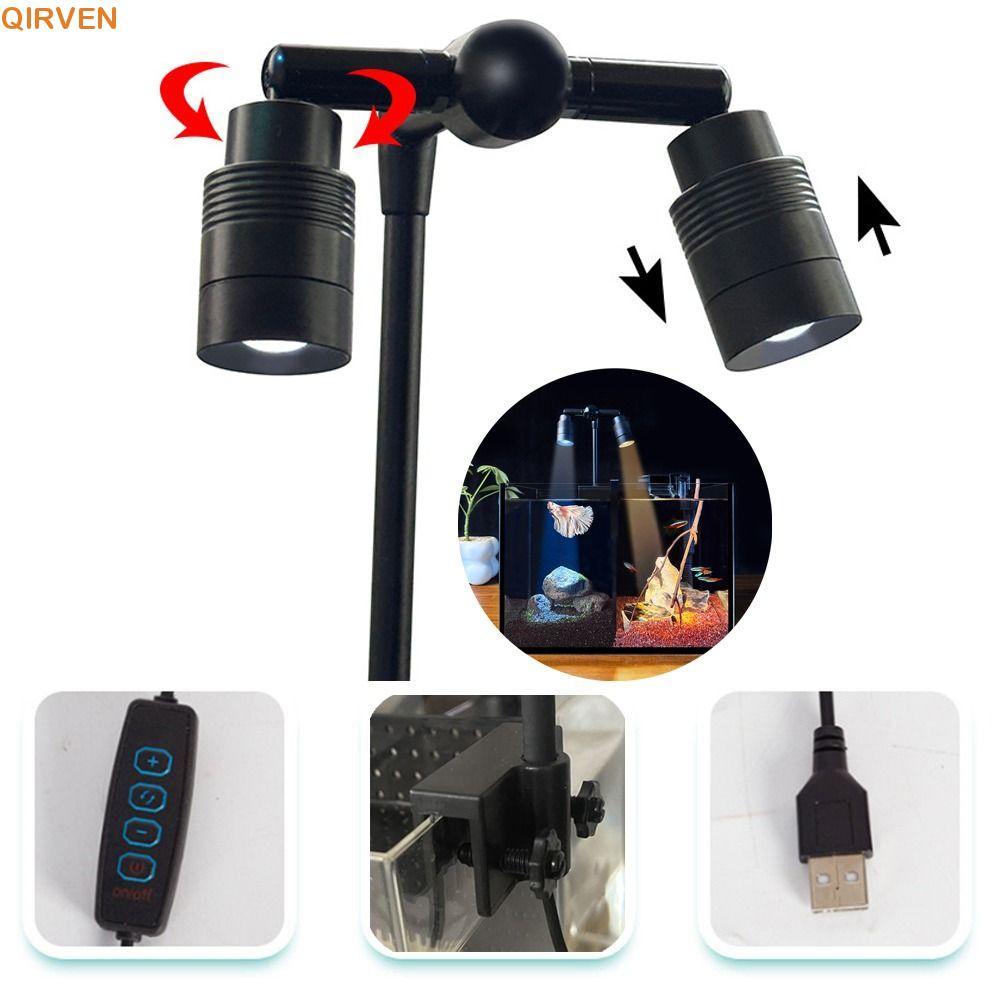 QIRVEN Mini Clip-on Aquarium Lamp, 6W Rotation Fish Tank Clip Lamp, Landscape Lamp ประหยัดพลังงานกัน