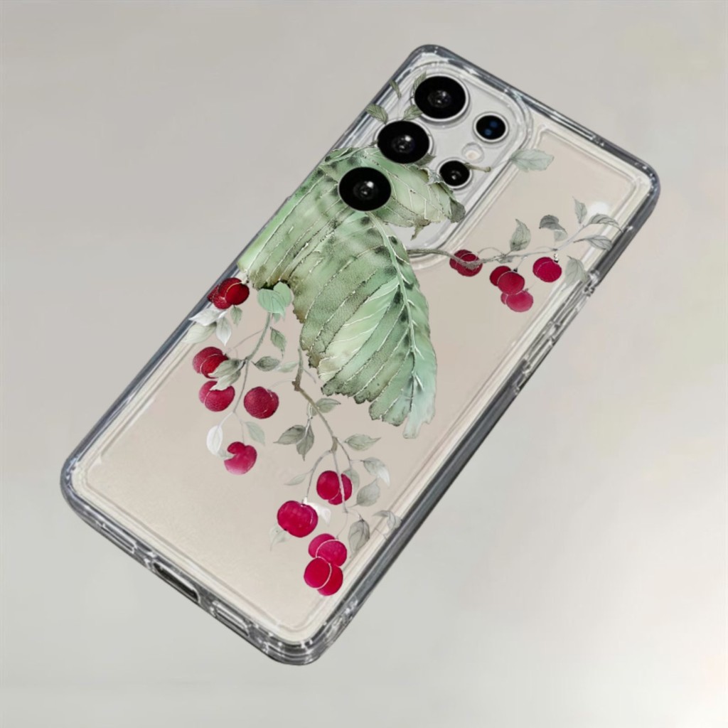 SAMSUNG ใบเบอร์รี่สําหรับSamsung 25 Ultra Case S26 Ultra S24 Plus S23 FE S22 S21 S20 Anti-drop Cover