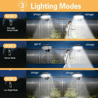 LUMI 💡ไฟโซล่า 3 หัว 10000W แม่เหล็กดูดติดตั้งง่าย ไม่เจาะรู กันน้ำIP69 ส่องไกล 200 เมตร ใช้สวนประตูบ้าน
