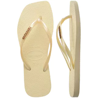 HAVAIANAS รองเท้าแตะ Slim Square Logo Metallic Flip Flop CREAM 414825792563F_F5CMXX