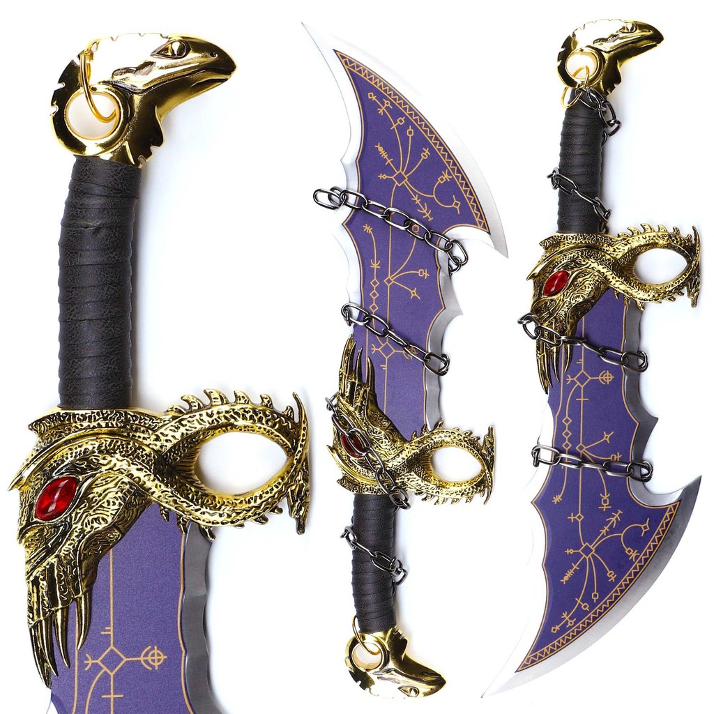 [Pre Order] ดาบคู่แห่งความโกลาหล Blades of Chaos Kratos God of War เซ็ตคู่โลหะสองเล่ม ของสะสมแฟนเกม 