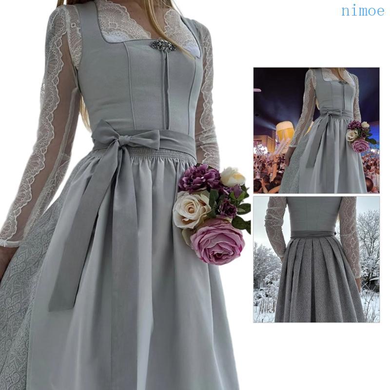 Nio Oktoberfest เครื่องแต่งกายสําหรับผู้ใหญ่ผู้หญิงเยอรมัน Baaries Oktoberfest Dirndl ชุด