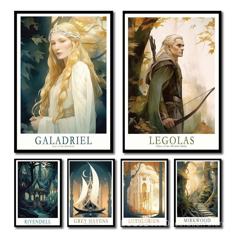 ASKI แหวน Middle-Earth Retro Travel โปสเตอร์ Dark Forest หรือ Tank Tower ภาพยนตร์ Wall Art ภาพผ้าใบพ