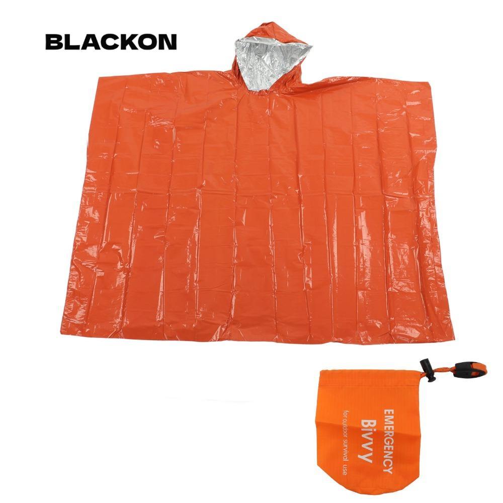 BLACKON เสื้อปอนโชฉุกเฉินพร้อมถุงเก็บเสื้อปอนโชแบบใช้ซ้ําได้แบบหนา,ฟิล์มอลูมิเนียม PE ทนทาน 100x120 