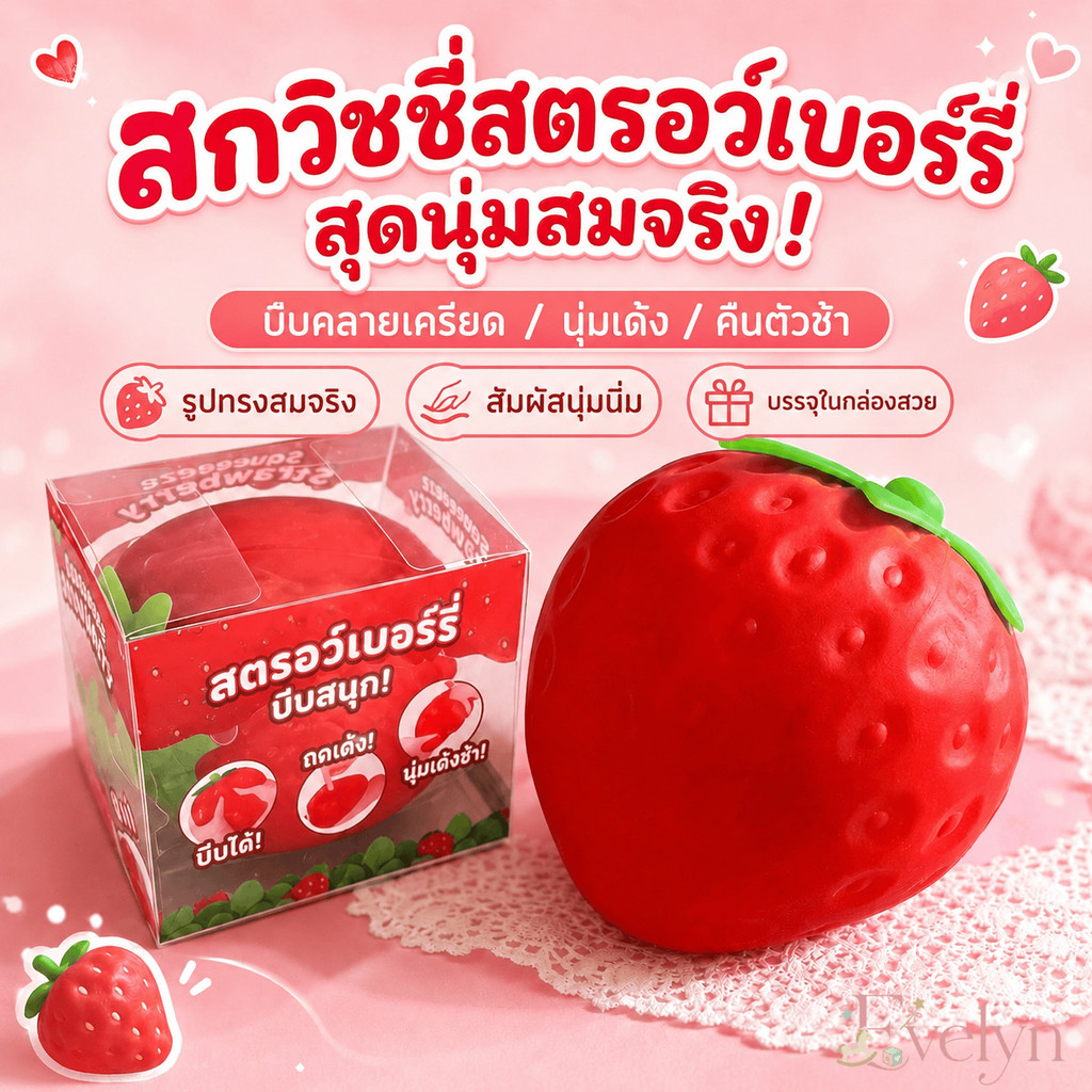 ส่งจากไทย 🍓ผลิตภัณฑ์ใหม่ปี 2026 Strawberry Mousse สกุชชี่สอดไส้มูสไซส์ใหญ่นุ่มหนึบ
