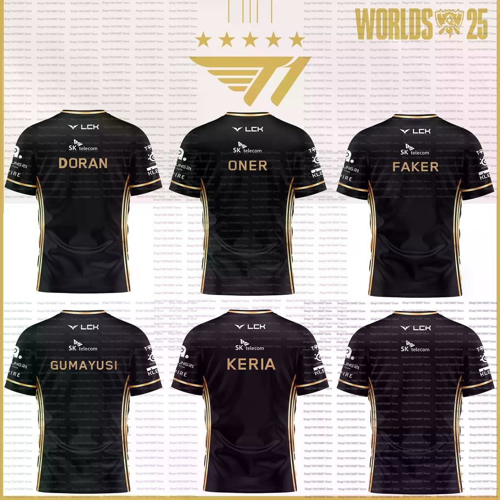 2025 T1 Professional Esports Team T-Shirt League of Legends World Championship Official Player Men's