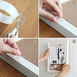 Home007 เทปกาวสองหน้านาโน กว้าง3,5cm ยาว1,3m ติดแน่นหนึบ สามารถล้างแล้วนำกลับมาใช้ได้ เทปนาโน เทปใสสารพัดประโยชน์