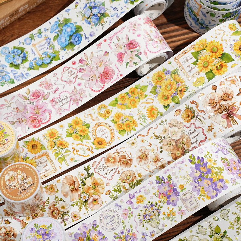 WEI 55 มม.*2 ม. 1 ม้วน [ชุด Ode ดอกไม้] Lily Hymn Freesia น้ําหอม Blue Rose Charm ธีมดอกไม้ Journal 
