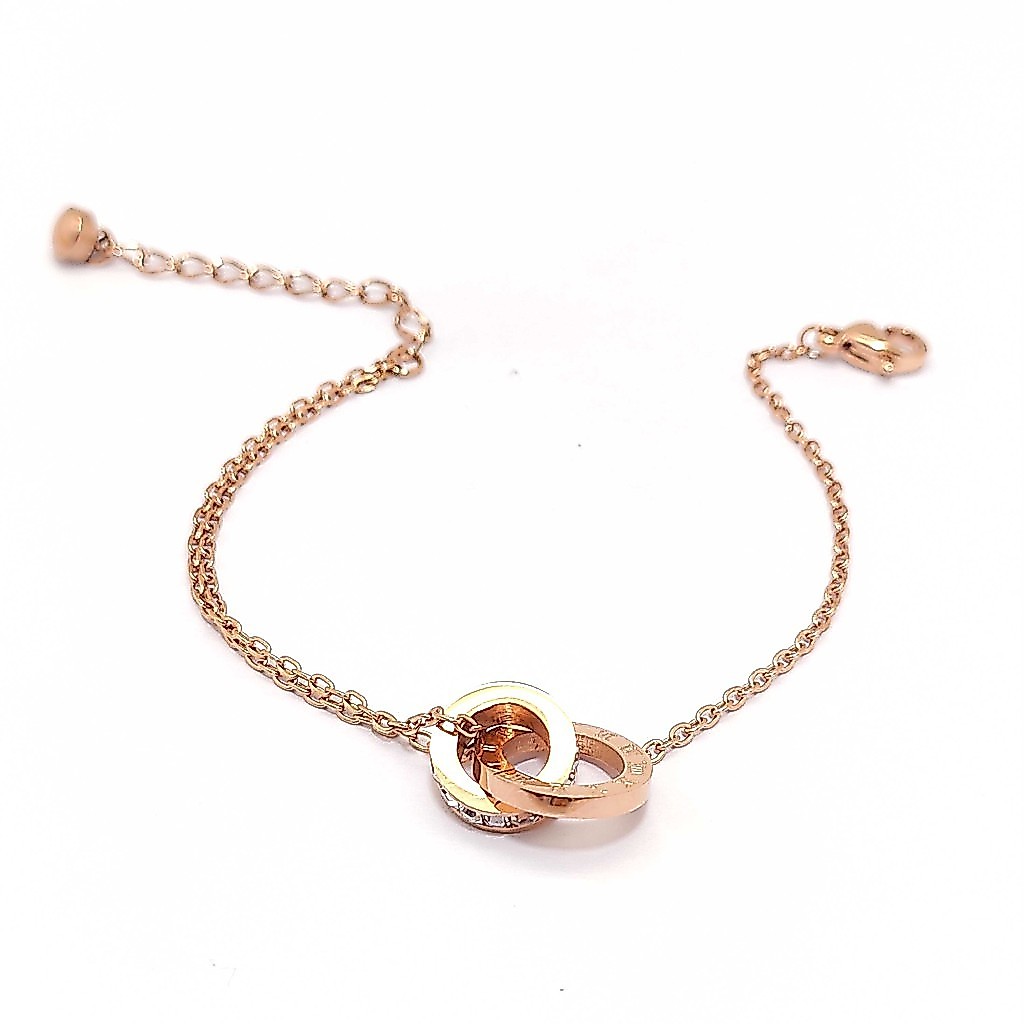 LAROV สร้อยข้อมือ รุ่น BR29-01 สีพิ้งค์โกลด์ สแตนเลสแท้