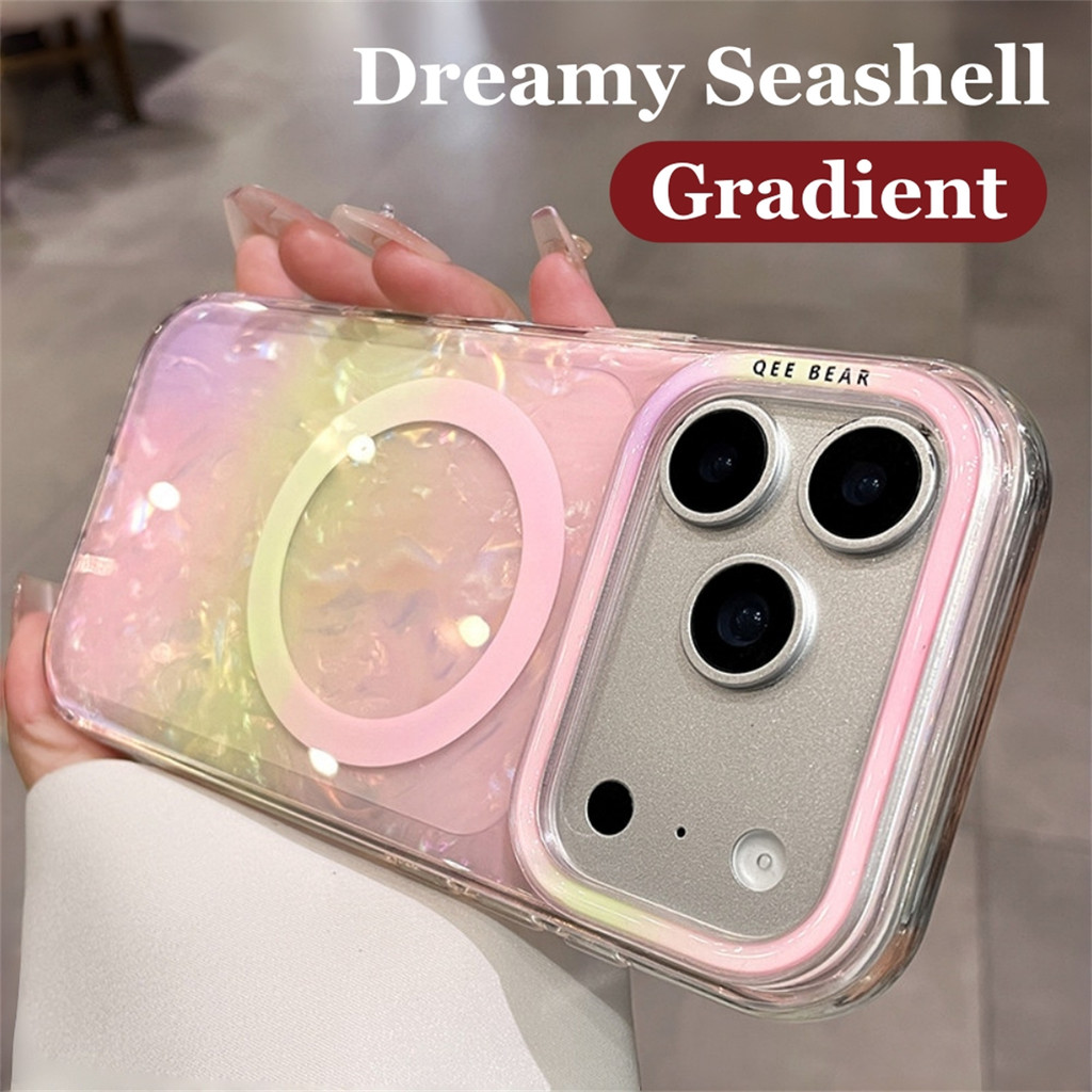 Gradient Dreamy Seashellเคสโทรศัพท์สําหรับIPhone 17 Pro Max 15 16 Pro Maxปลอกแข็งแม่เหล็กฝาครอบกันกระแทก