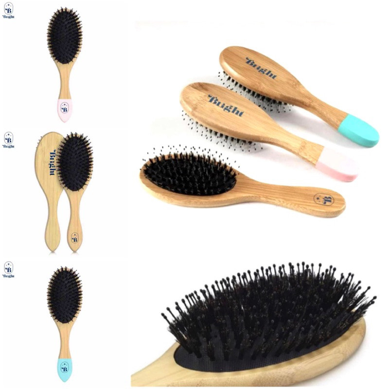 แถมฟรี วิตามินบำรุงผม Lesasha Bright Wooden Comb Brush หวี แปรงหวีผมขนหมูป่า ของแท้