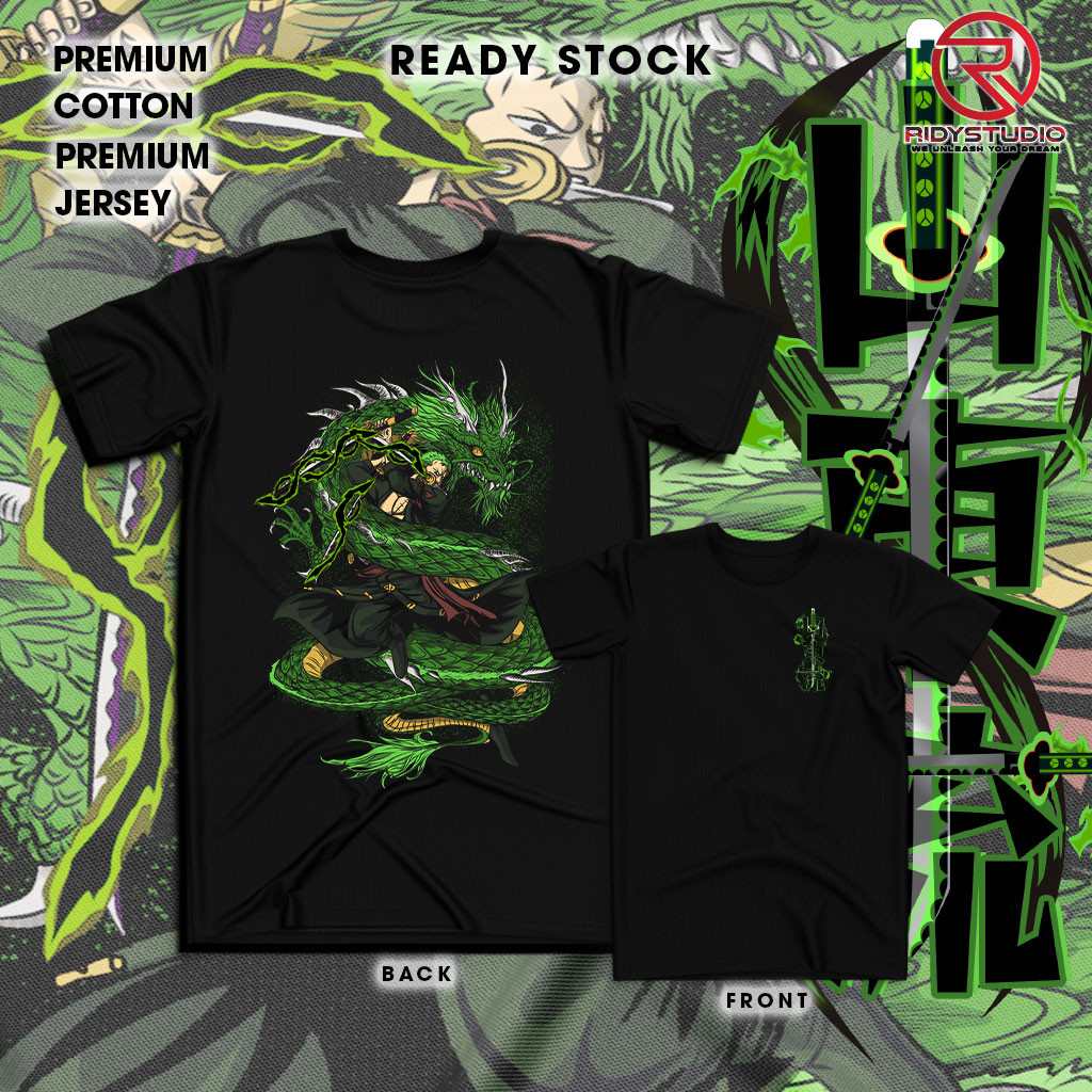 Baju Zoro Green Santoryu One Piece Luffy Anime Tshirt Jersey