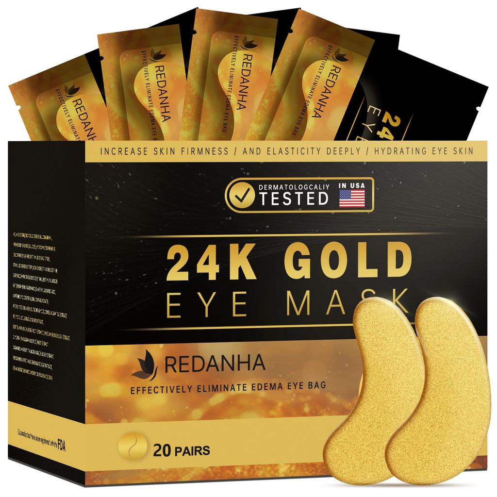 REDANHA 20 คู่ 24K Gold Under Eye Patch Face Masks Dark Circles Puffy Eye กระเป๋าคอลลาเจน Skincare S
