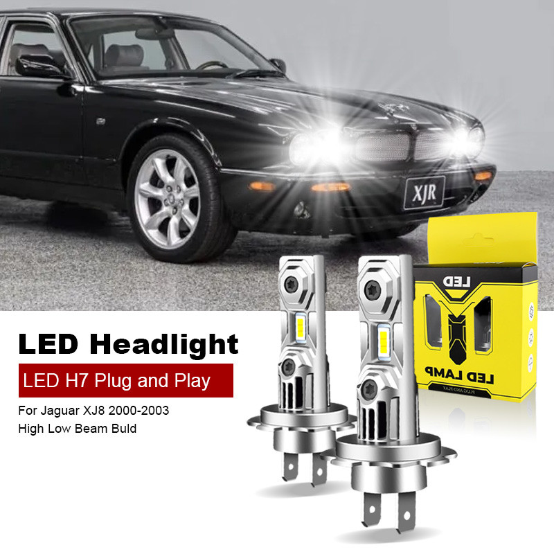 2PCS สําหรับ Jaguar XJ8 2000-2003 High Low Beam หลอดไฟ Led H7 ไฟหน้าหลอดไฟ 60W 6000K Plug and Play 1