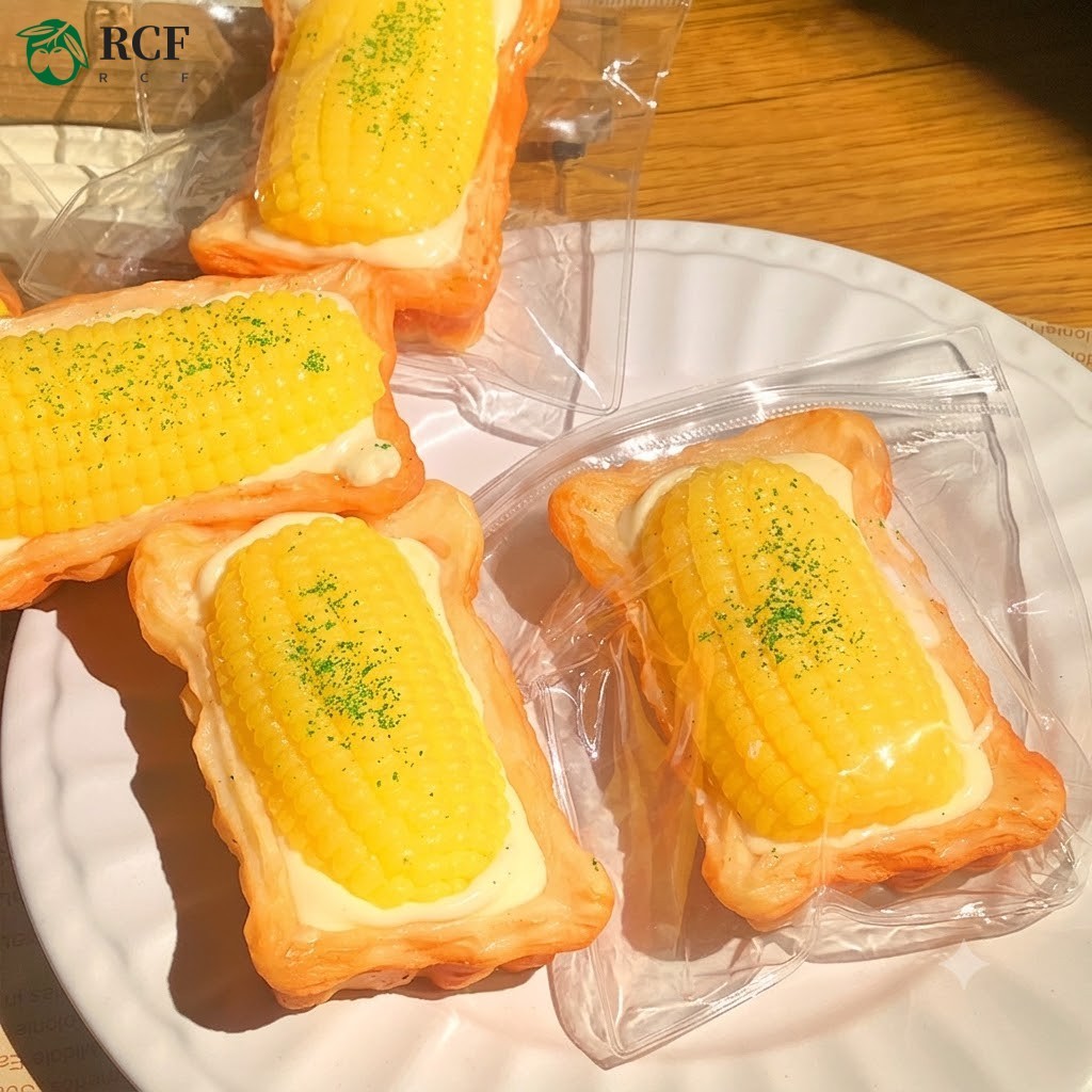 Pastry-Crust Cream Corn Tart Squeeze Toy  Creative Reality Bread-Themed Stress-Relief Toy