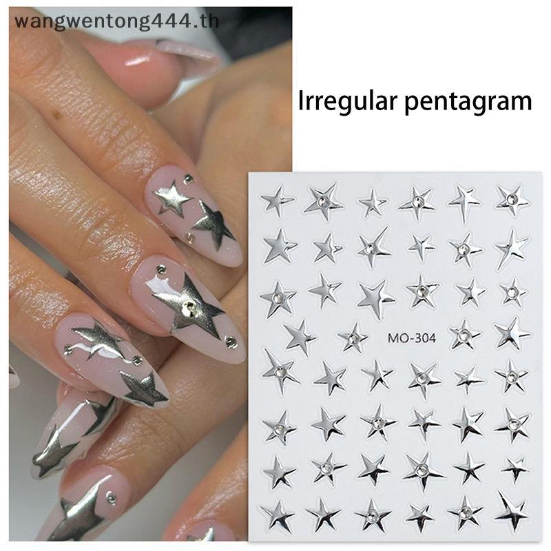 [ TH Fashion ] 3D ไม่สม่ําเสมอ Pentagram พร้อม Rhinestone Nail Stiers Y2K Satr Nail Art Decals Starl
