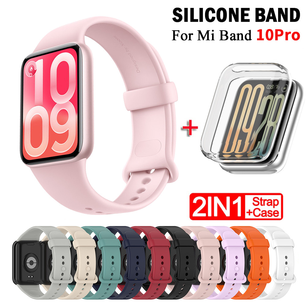 สายรัด + เคสสําหรับ Xiaomi Mi Band 10 Pro สายรัดสมาร์ท Band เคสป้องกันสายรัดข้อมือซิลิโคนสร้อยข้อมือสําหรับ Mi band 10Pro