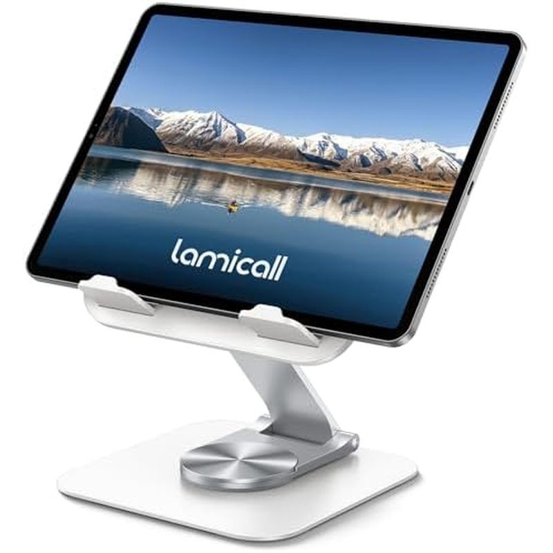 Lamicall ขาตั้ง iPad ปรับได้สําหรับโต๊ะ - [พับได้บางเฉียบ][360°Rotation] ที่วางแท็บเล็ตพร้อมฐานสําหร