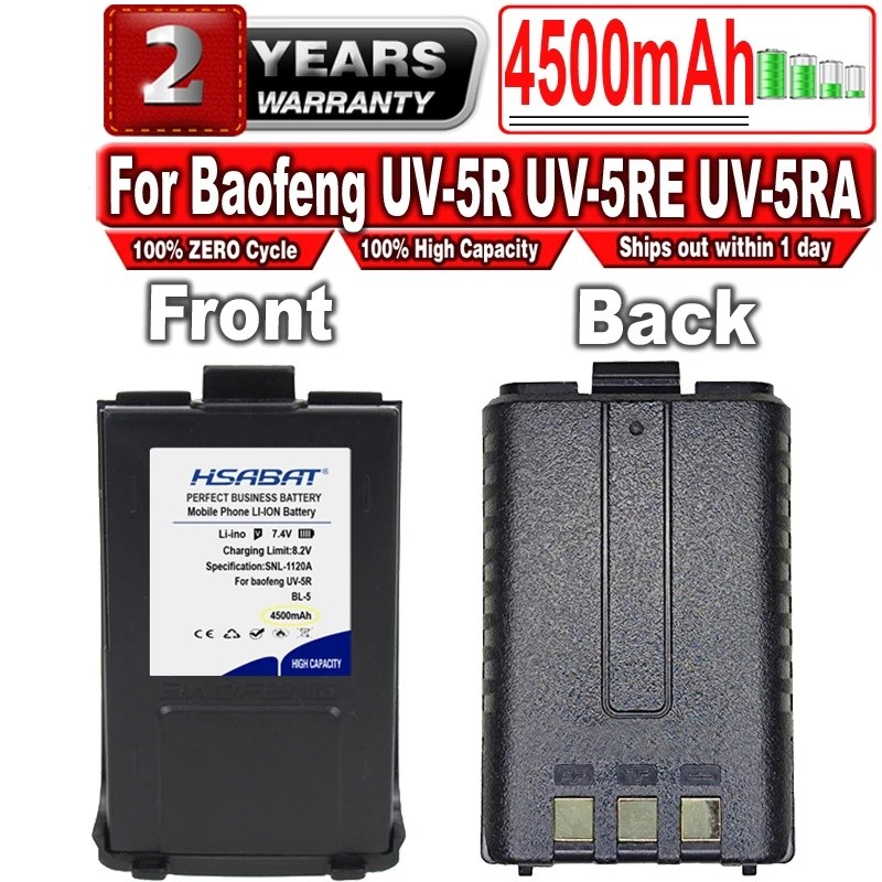 HSABAT 4500mAh BL-5 แบตเตอรี่สําหรับ Baofeng uv-5r สําหรับ bao feng Pufong UV 5R uv5r