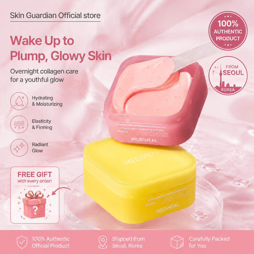 Mediheal Two-Tone Capsule Eye Patch 60pcs Collagen Lift Saggy Skin VC Brighten Dark Circles บรรเทา Puffy Eye กระเป๋า Intensive Anti-Aging Wrinkle Care Hydrating Revitalizing ภายใต้
