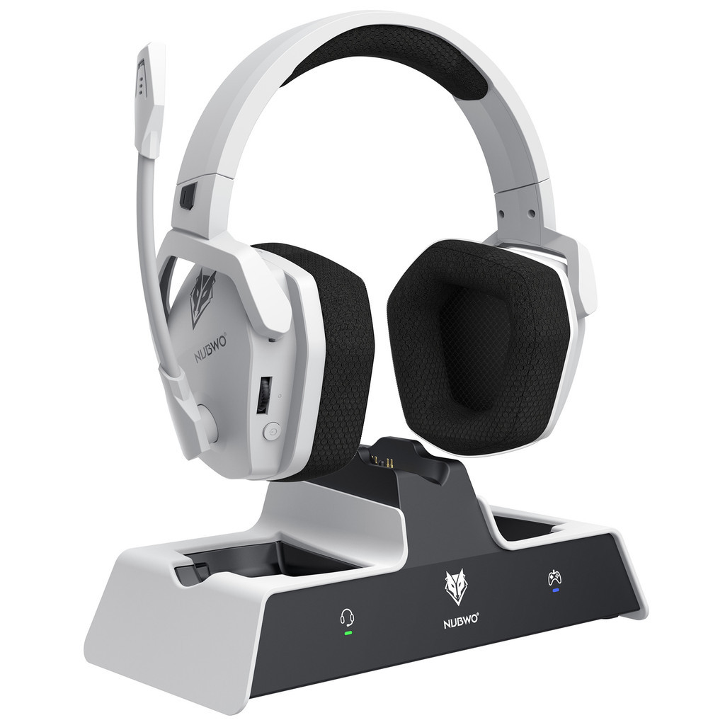 ชุดหูฟังเล่นเกมไร้สาย NUBWO G06-P พร้อมแท่นชาร์จแบบด้ามจับ อายุการใช้งานแบตเตอรี่ 120 ชั่วโมง ไดรฟ์ไ