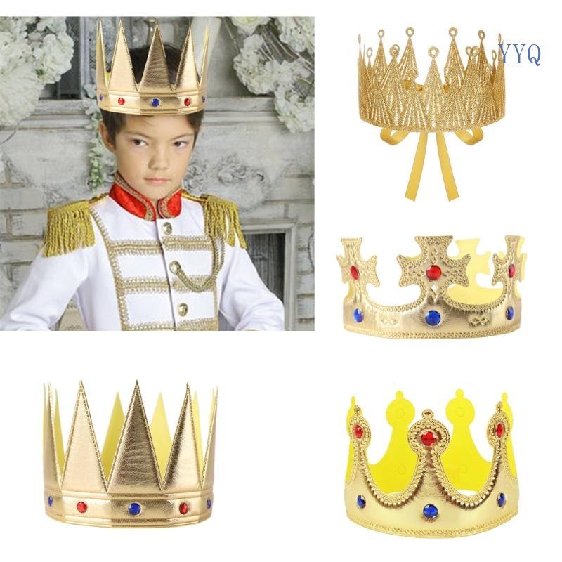 YQ King Crown สําหรับเด็ก Royal Prince เครื่องแต่งกาย Royal King Crown ขนาดเดียว Fit ส่วนใหญ่