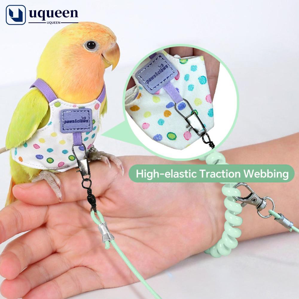 UQUEEN Bird Flight Suit Parrot Harness Vest 2M Leash Parrot Bird Flying Training Leash with Flying R