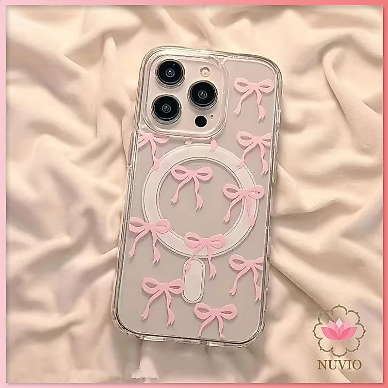 น่ารักสีฟ้าสีชมพูโบว์โทรศัพท์TPUสําหรับiPhone 16 15 14 13 12 11 Pro Max 16E XR X XS Max 7 8 14 15 Pl