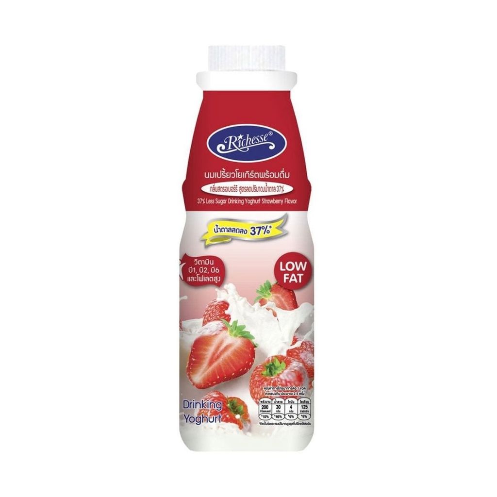 ริชเชส นมเปรี้ยวรสสตรอเบอร์รี่ Richesse Fermented Milk Strawberry 350ml.
