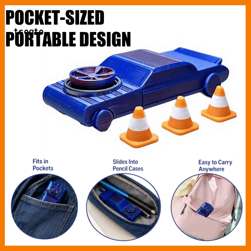 [TS] Mini Drift Car Toy Travel Fidget Toy 1 หรือ 2 ชิ้น Pocket Drift Car Fidget Toy 3 หรือ 6 Mini Cones – 2-in-1 Fidget Spinner Drift Vehicle ความเครียดบรรเทาโต๊ะของเล่นสําหรับรถยนต์