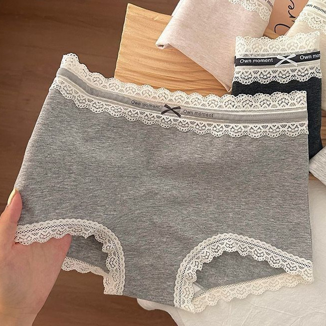 L-XXL กางเกงในผ้าคอตตอน ขอบลูกไม้วินเทจ กระชับก้น ไม่รัดขา ส่วนกลางผ้าฝ้ายยาวกว้าง 6 เฉดสี พร้อมส่ง