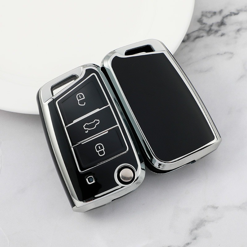 TPU 3 ปุ่มกุญแจรถสําหรับ VW Volkswagen Golf 7 MK7 Tiguan MK2 สําหรับที่นั่ง Ateca Leon FR 2 Ibiza สํ