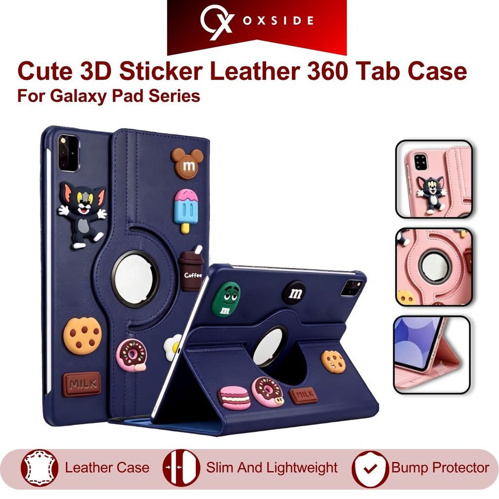 เคสหนังหมุนได้ 360 สําหรับ Samsung Galaxy Tab A11 Plus / A9 Plus / A7 Lite / S6 Lite / A8 Casing Tab