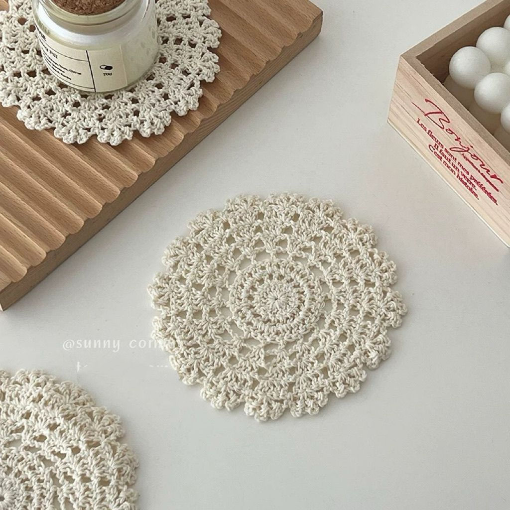 Cup photo meal decoration ins New lace mat, handmade bowl and plate mat, decorative background fabri