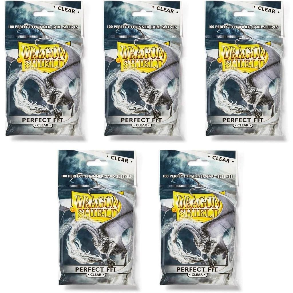 Dragon Shield Bundle: ปลอกแขนขนาดมาตรฐาน Clear Perfect Fit 5 แพ็ค - แขน 500 รวม ZL6T