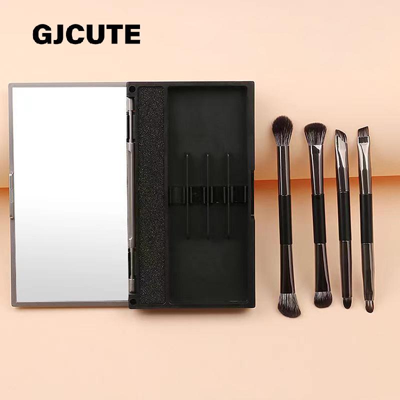GJCUTE ชุดแปรงแต่งหน้าสองปลาย: แปรงอายแชโดว์, คอนทัวร์, ปัดแก้ม, แปรงแต่งหน้าขนาดเล็กแบบพกพาพร้อมกระ