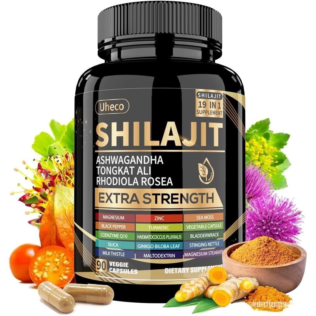 Shilajit with Sea Moss, Ashwagandha, Tongkat Ali - Shilajit Pure Himalayan Organic Fulvic Acid Capsu