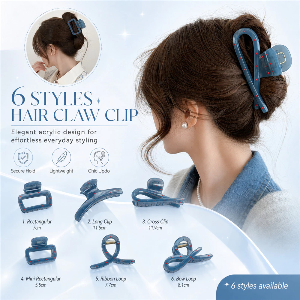 Simple Fog Blue Red Polka Dot กิ๊บติดผม High-end Niche Design หวานหนาเสื้อกันหนาวผม Shark Clip