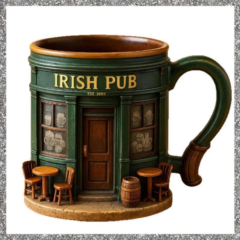 [feidan33.ph] Irish Pub 3D Resin Mug พร้อมซับด้านใน - 300ml, กล่อง, เหมาะสําหรับการใช้งานต่างๆ