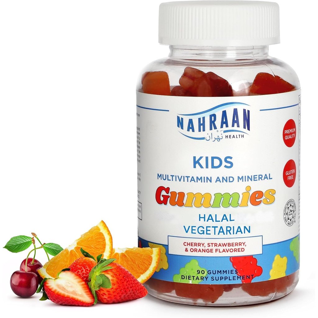 Kids Multivitamin Gummies, Halal Vitamins for Kids with Vitamin A, C, D, E, B6, B12 & Minerals for I