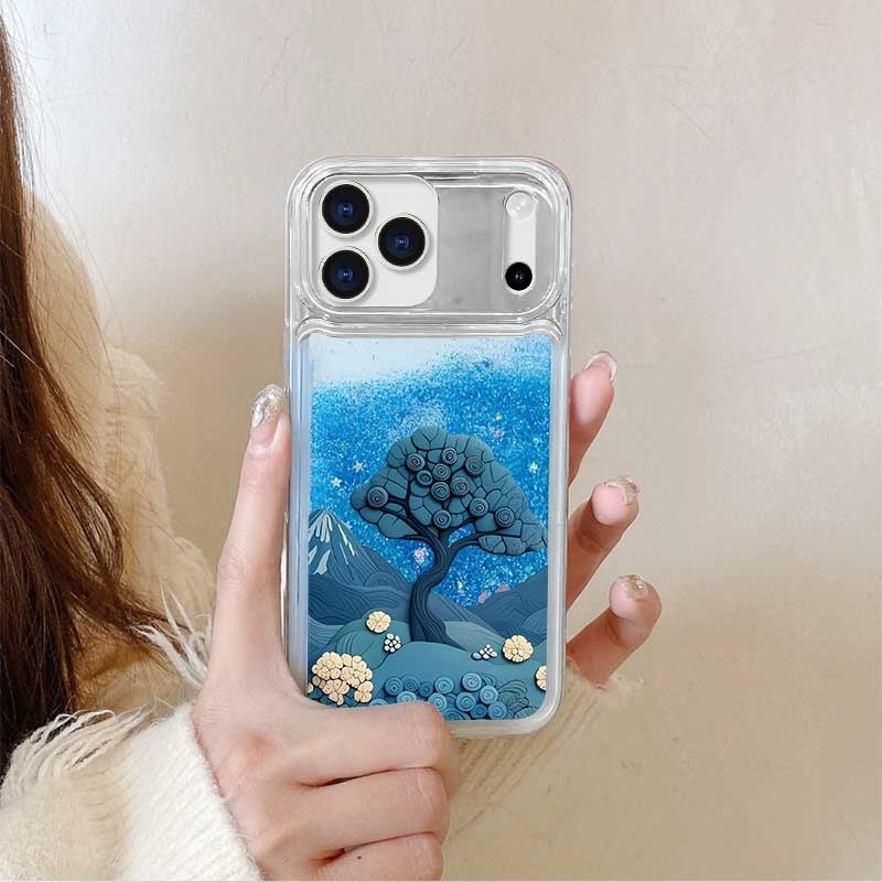 ใช้งานร่วมกับ Vivo Y22 Y35 Y21 Y59 Y93 Y20 Y30 Y17 Y5s Pro 4G 5G Liquid Glitter ดอกไม้ Mountain TPU 