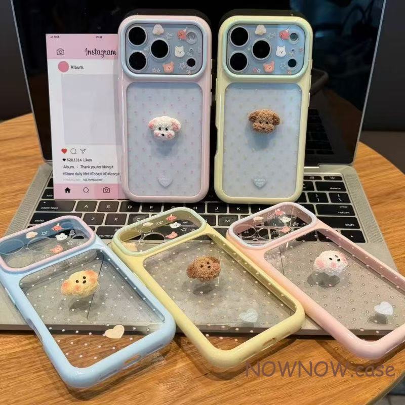 สําหรับ IPhone 17 Air 16 15 14 13 12 11 Pro Max X XR XS Max 7 8 Plus น่ารัก 3D Puppy หน้าต่างขนาดใหญ่ Starry Sky 2-in-1 อะคริลิคเคสโทรศัพท์