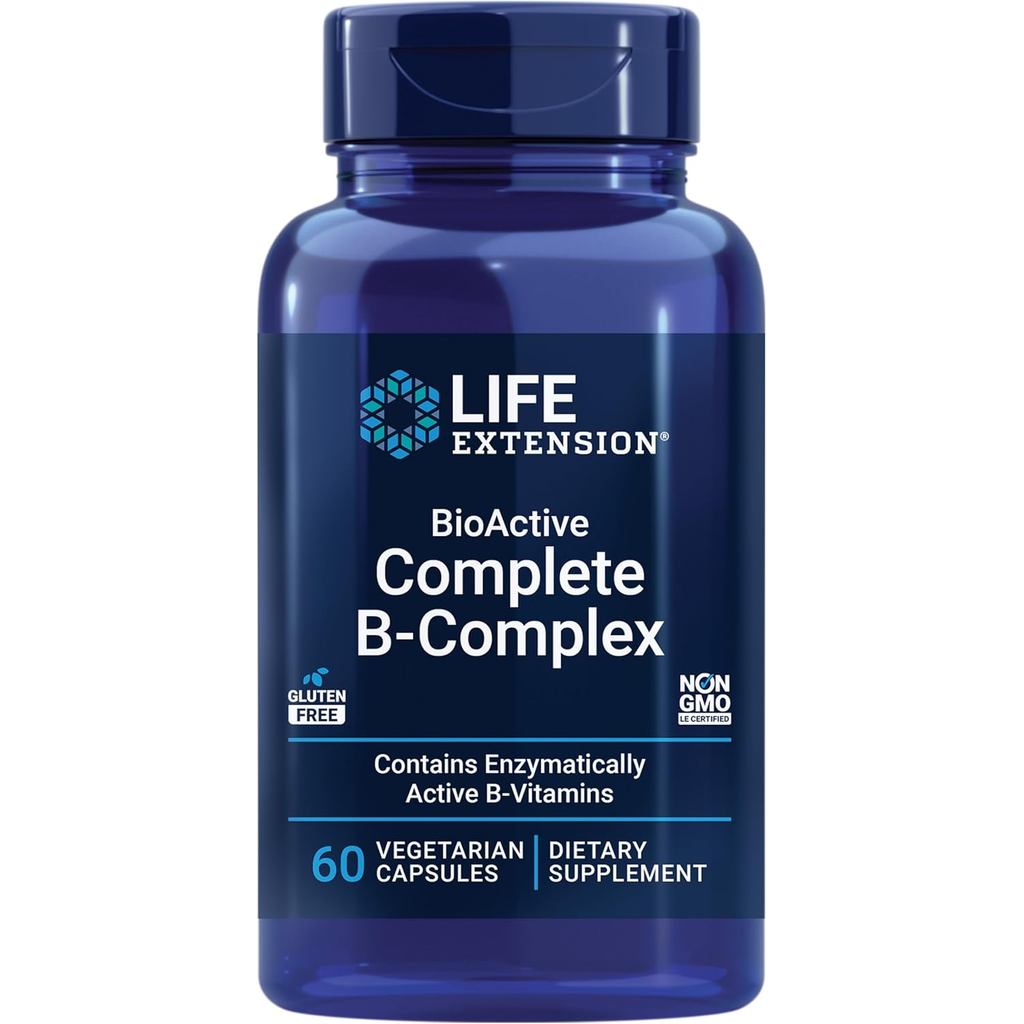 LifeExtension Bioactive Comprehensive B Complex Vitamins, Heart, Brain and Neural Support, Healthy E