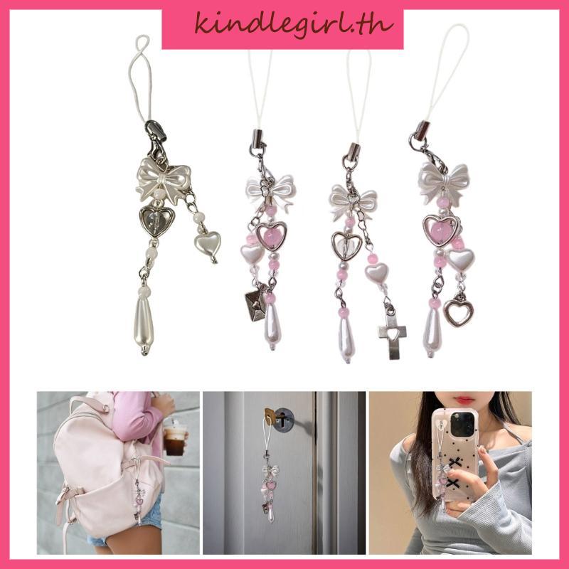 KING Trend Bowknot Phone Charm สําหรับผู้หญิงลูกปัดพวงกุญแจกระเป๋ากระเป๋าเป้สะพายหลังกระเป๋าสตางค์