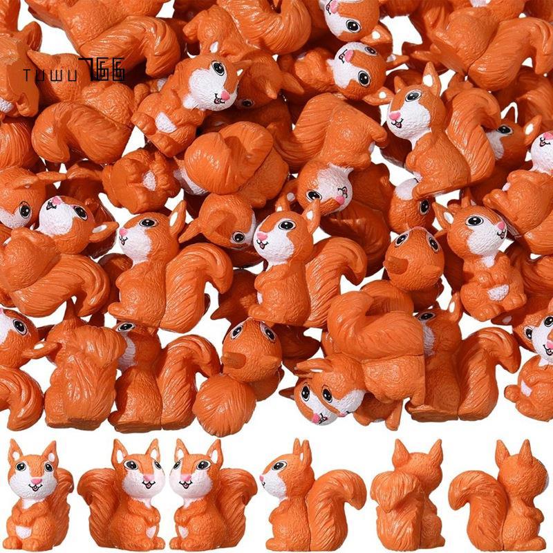 [tuwu766]Tiny Squirrel Miniature Squirrel Figures 50 ชิ้น Mini สําหรับสวนกลางแจ้งอุปกรณ์เสริมสําหรับ