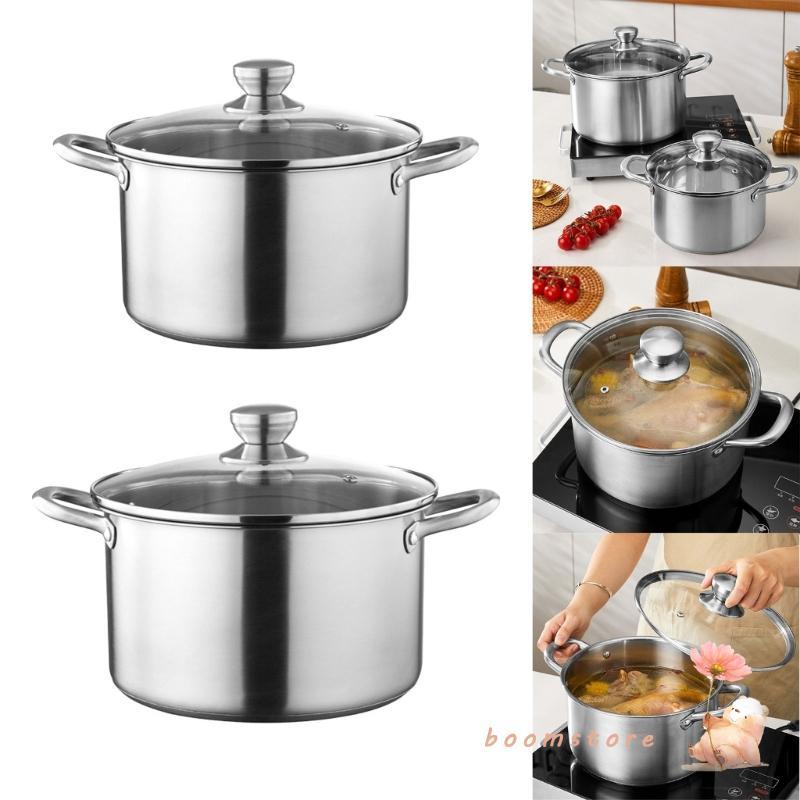 Boom Cooking Pots ฝาปิดหม้อซุป Stockpots พร้อมฝาปิดเครื่องมือที่จําเป็นสําหรับทําอาหาร