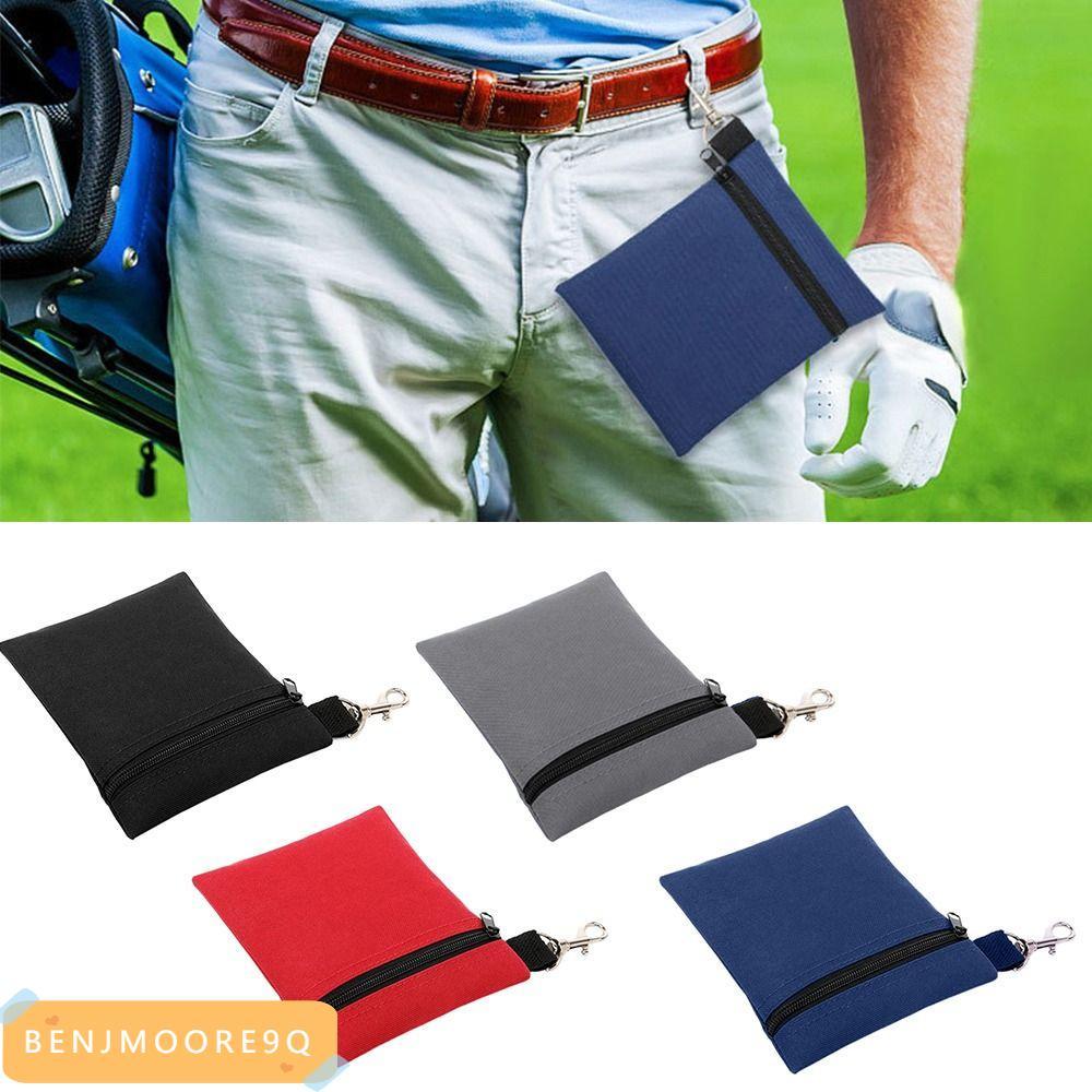 BENJMOORE9Q Golf Tee Pouch, Zipper with Metal Lobster Claw Clip Golf Ball Bag, Outdoor Waterproof Ba